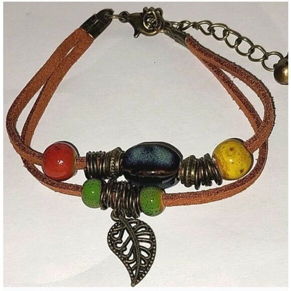 Vintage ethnic style beaded unisex adjustable bracelet - Picture 5 of 7